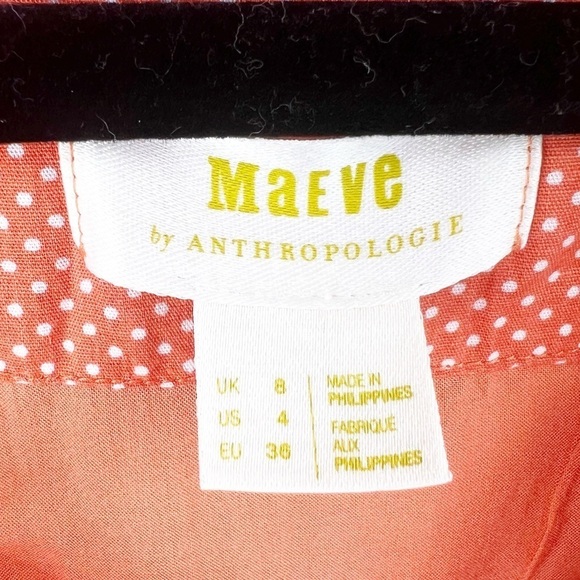 ✅ ANTHROPOLOGIE Maeve ORANGE/WHITE Embroidered Tunic Dress VISCOSE/LINEN SIZE 4 - Picture 2 of 8